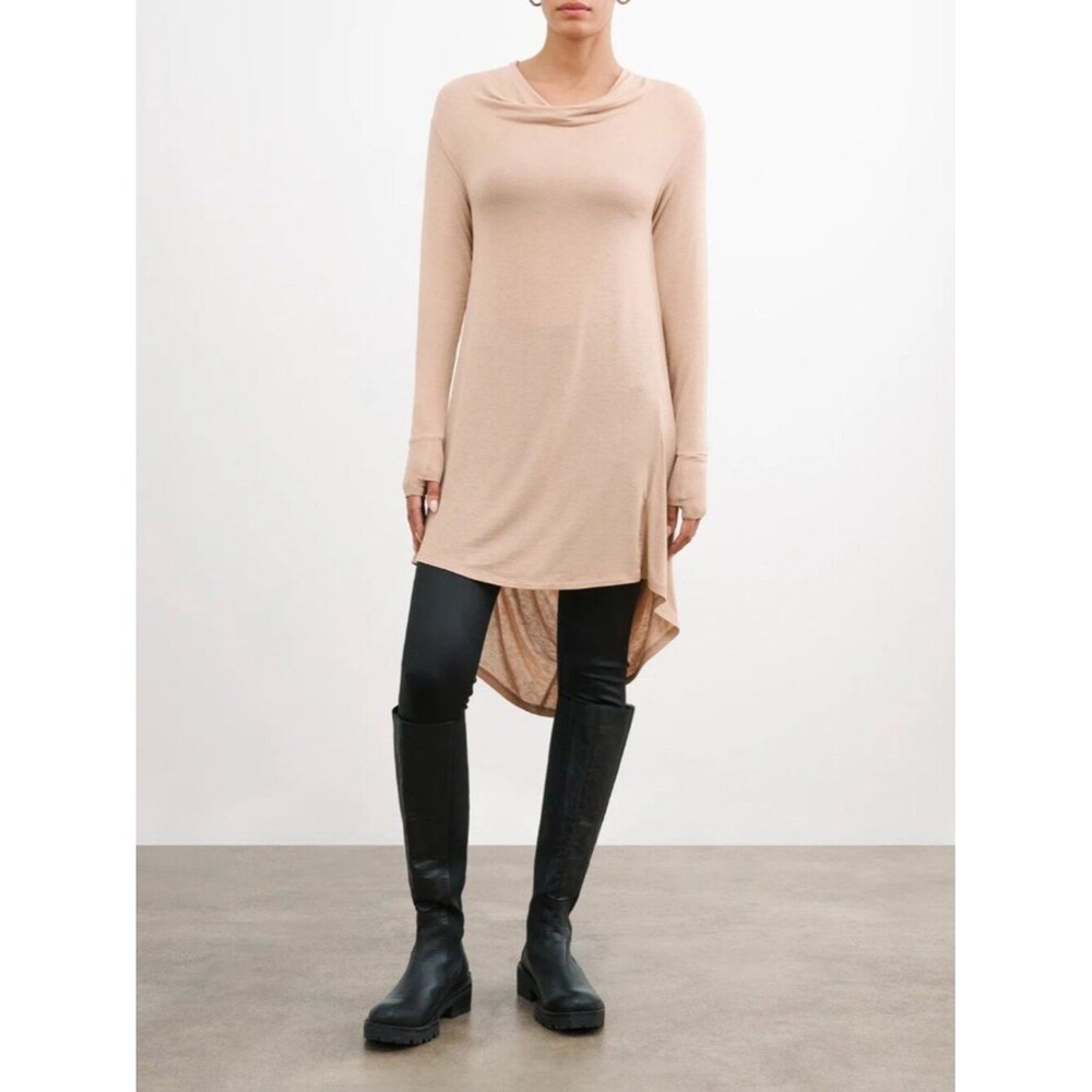 Marcella Yorkville Tunic Sheer Light Beige Minimalist Layering Top